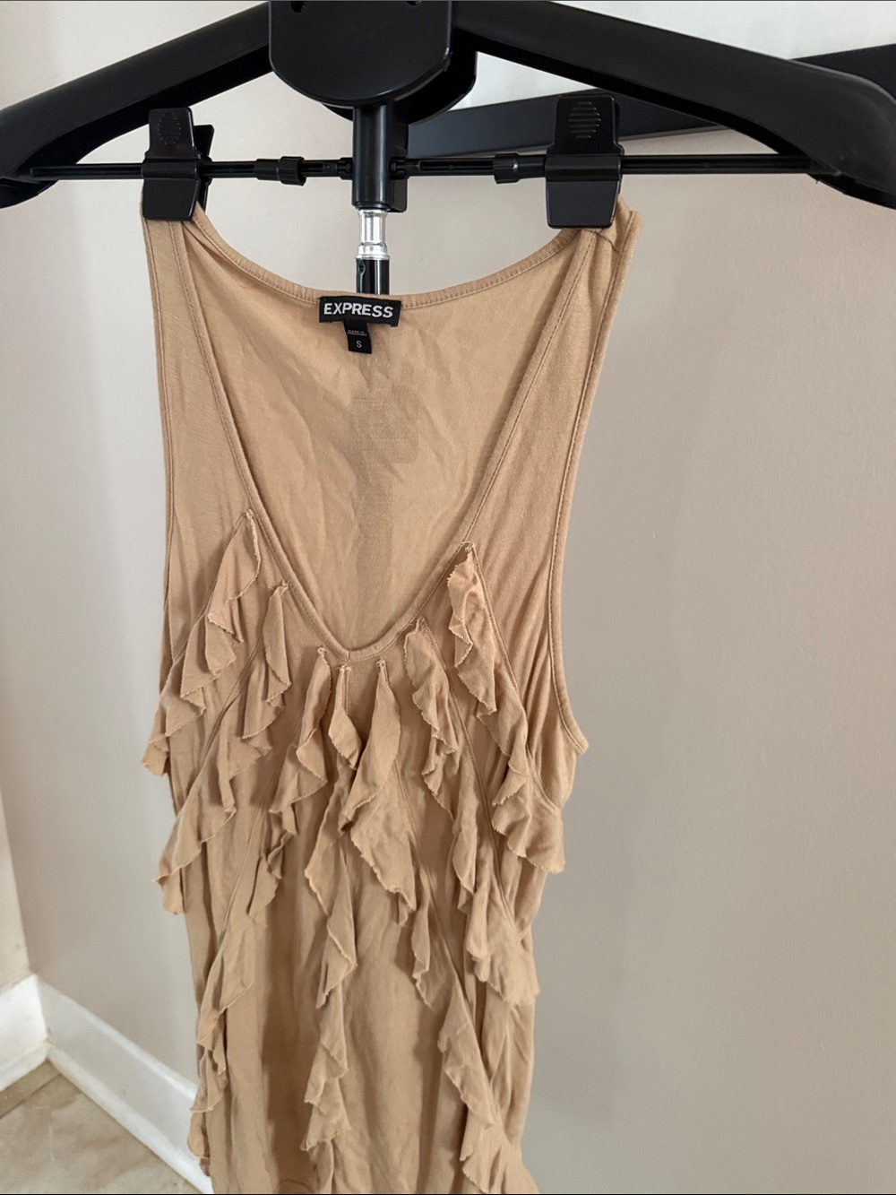 Express Beige Ruffle Tank Dress - Picture 5 of 5